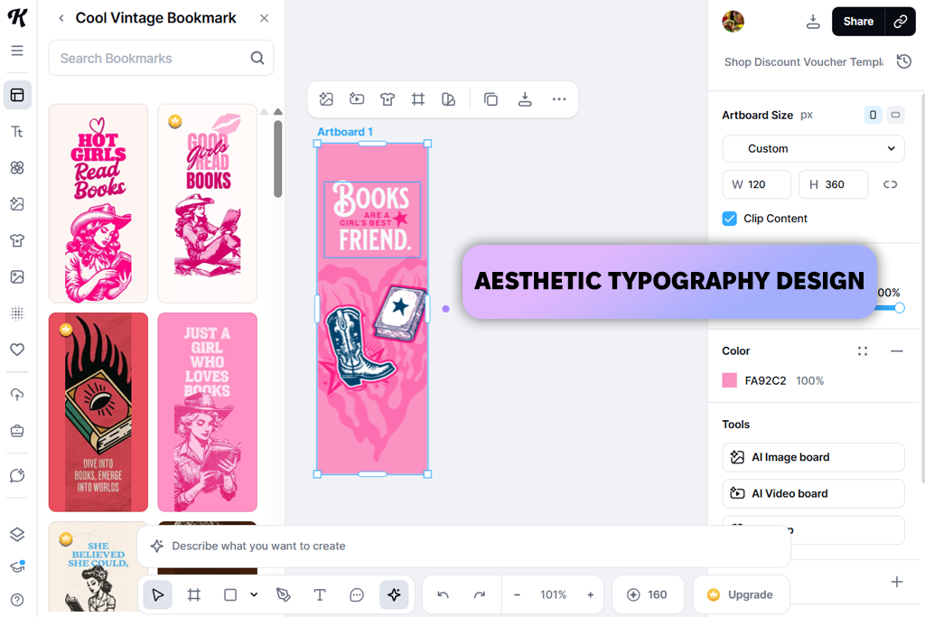 kittl bookmark maker