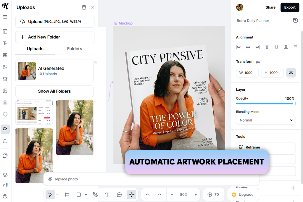 kittl magazine mockup generator