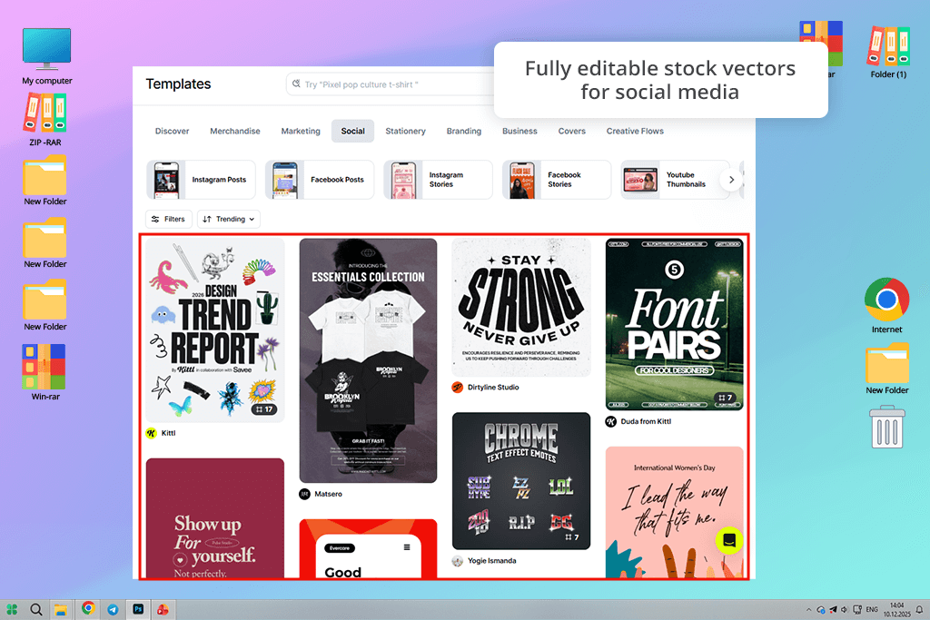 kittl social media stock vectors