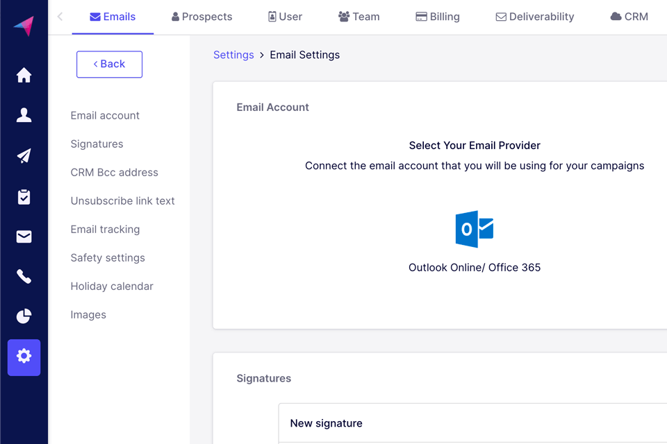 klenty cold email software interface