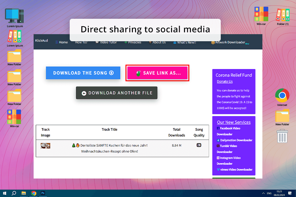 klickaud soundcloud downloader to mp3 converter