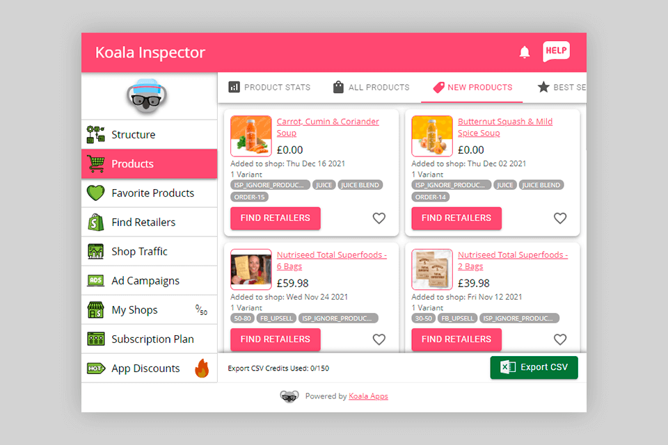 koala apps export csv