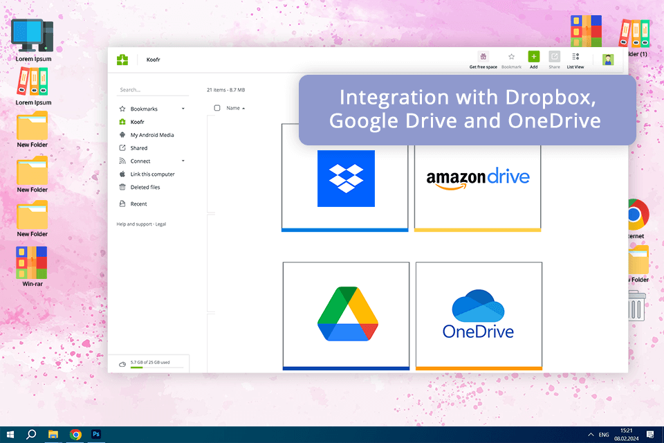 koofr cloud storage for video interface