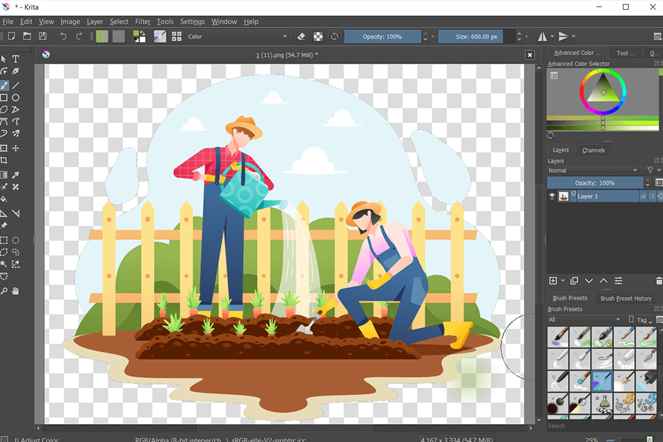 بديل مصمم التقارب krita