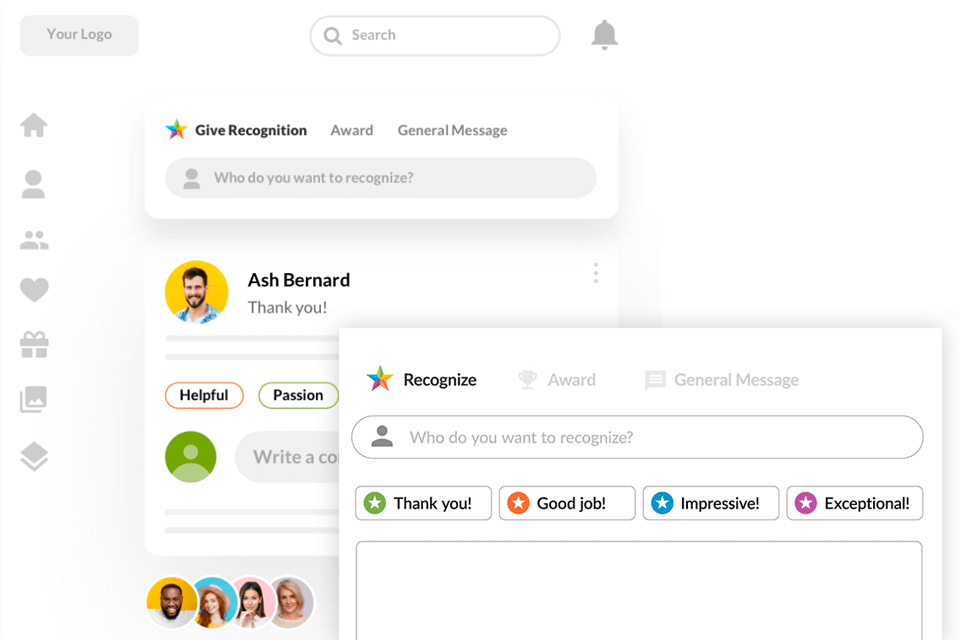 kudos employee engagement software interface