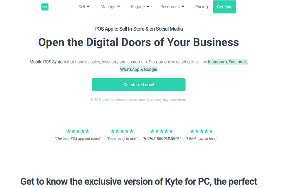 kyte pos app and system website