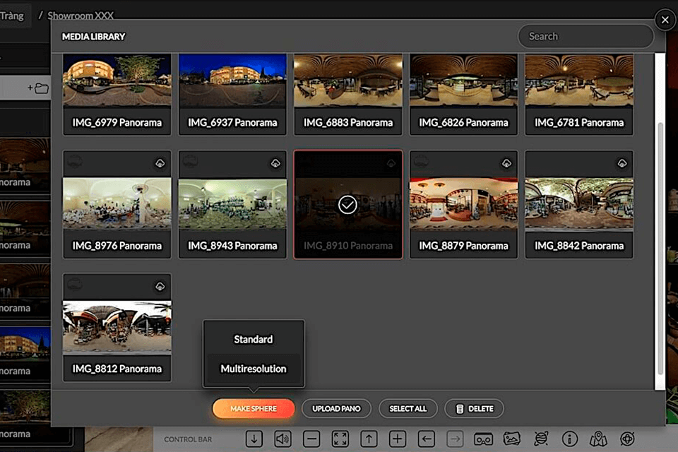 lapentor virtual tour software interface