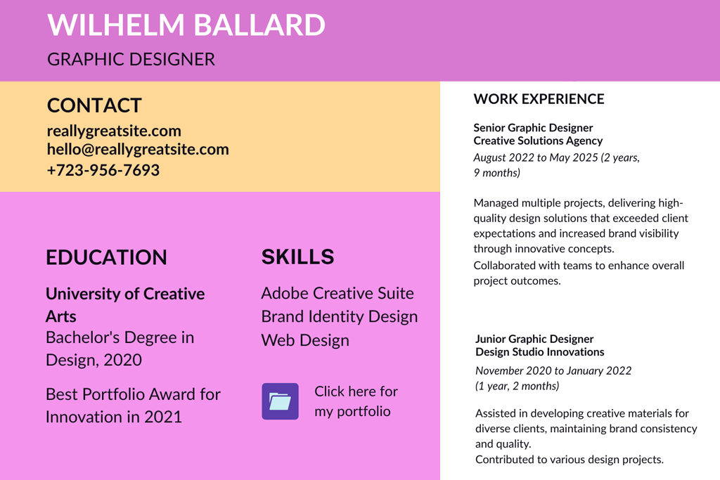 lato creative resume font