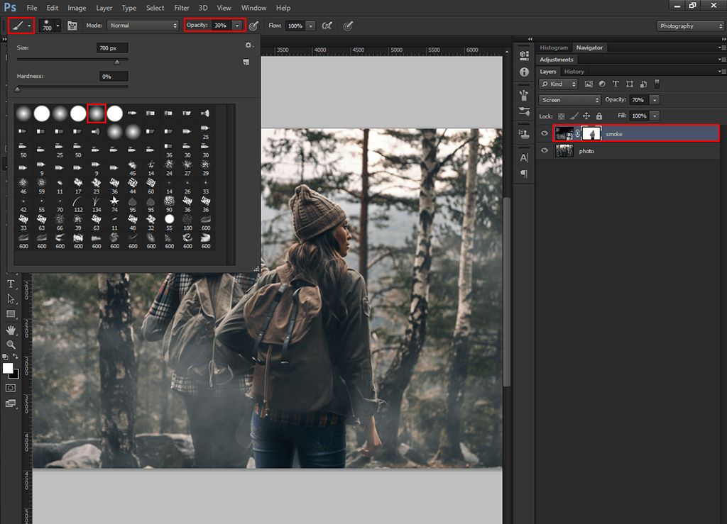 layer blend mode remove access smoke