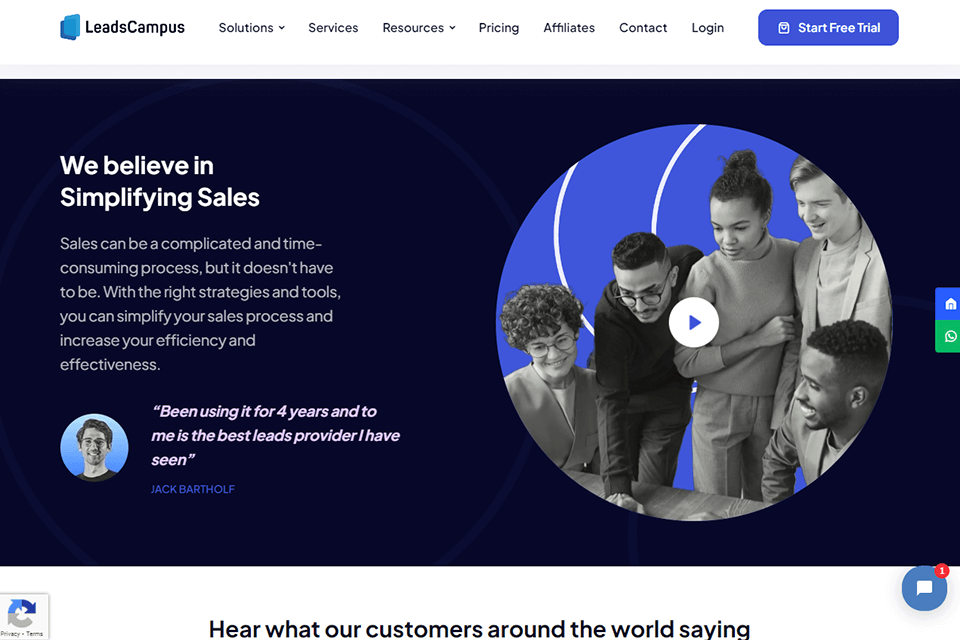 leadscampus lead generation company interface