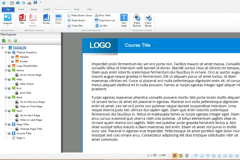 lectora online interface