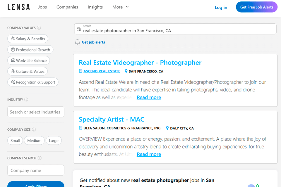 lensa real estate photography jobs site