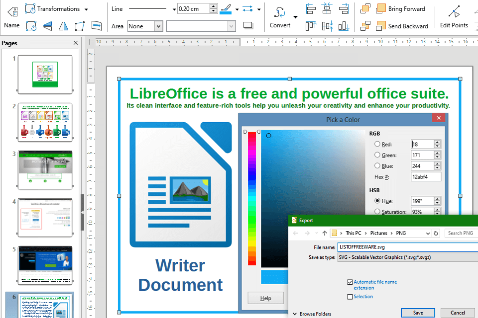 libreoffice draw png إلى واجهة محول svg