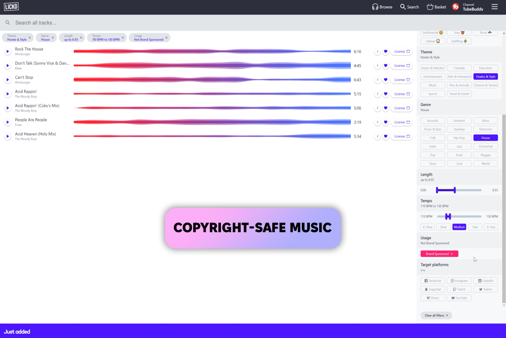 lickd youtube safe music checker