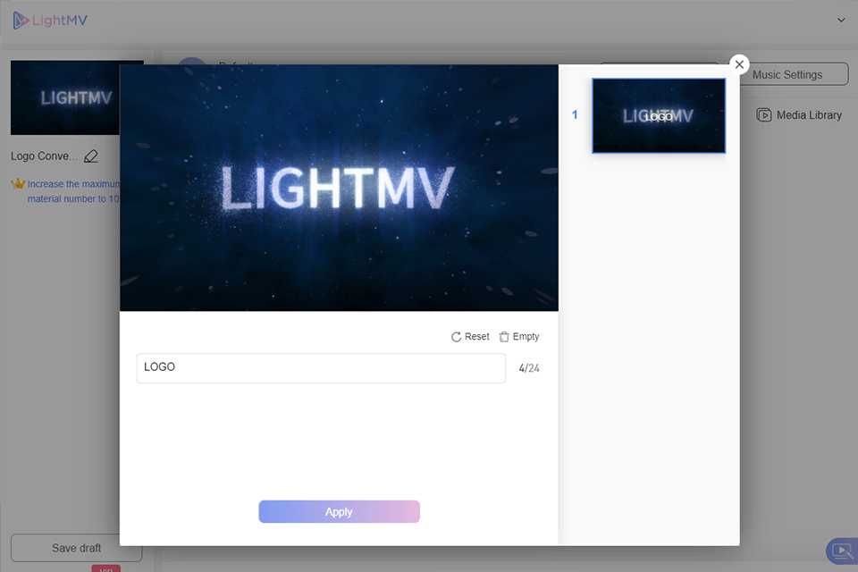 lightmv صانع الخاتمة الحرة لا واجهة العلامة المائية