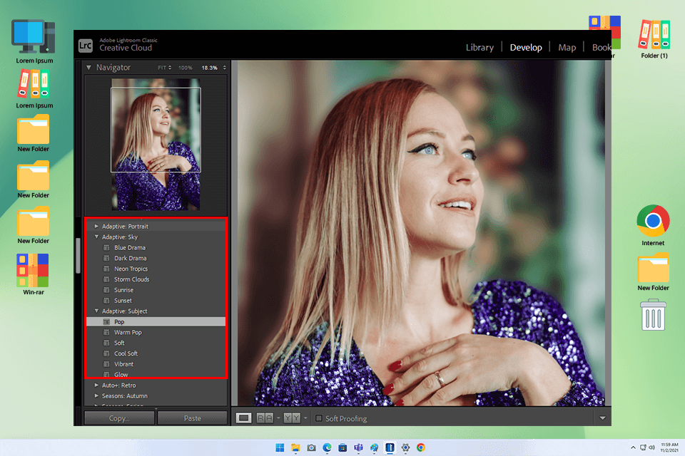 lightroom adaptive presets interface