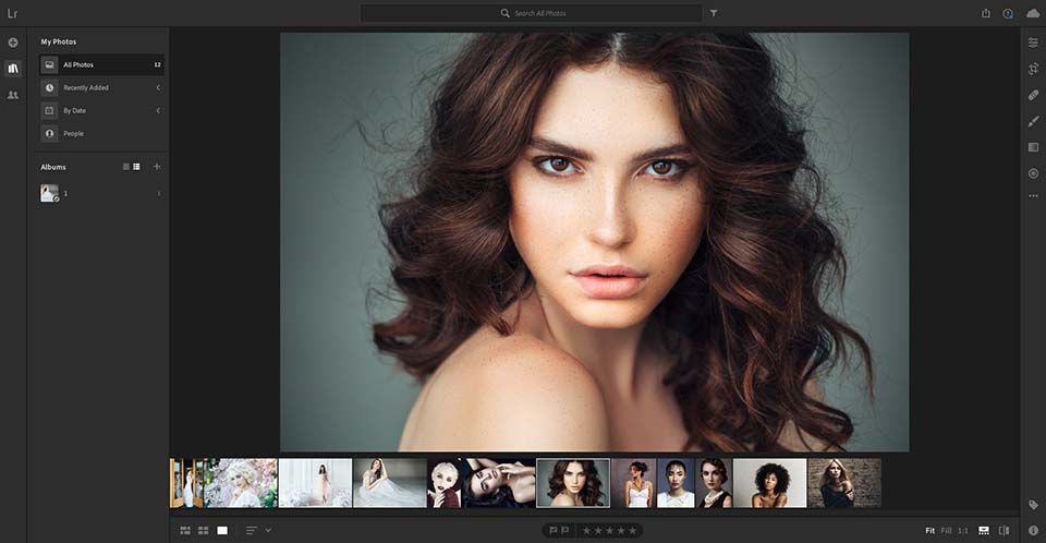 interfaz de lightroom cc