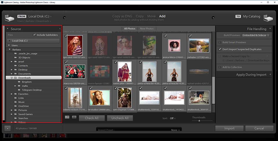 importación y organización de lightroom classic