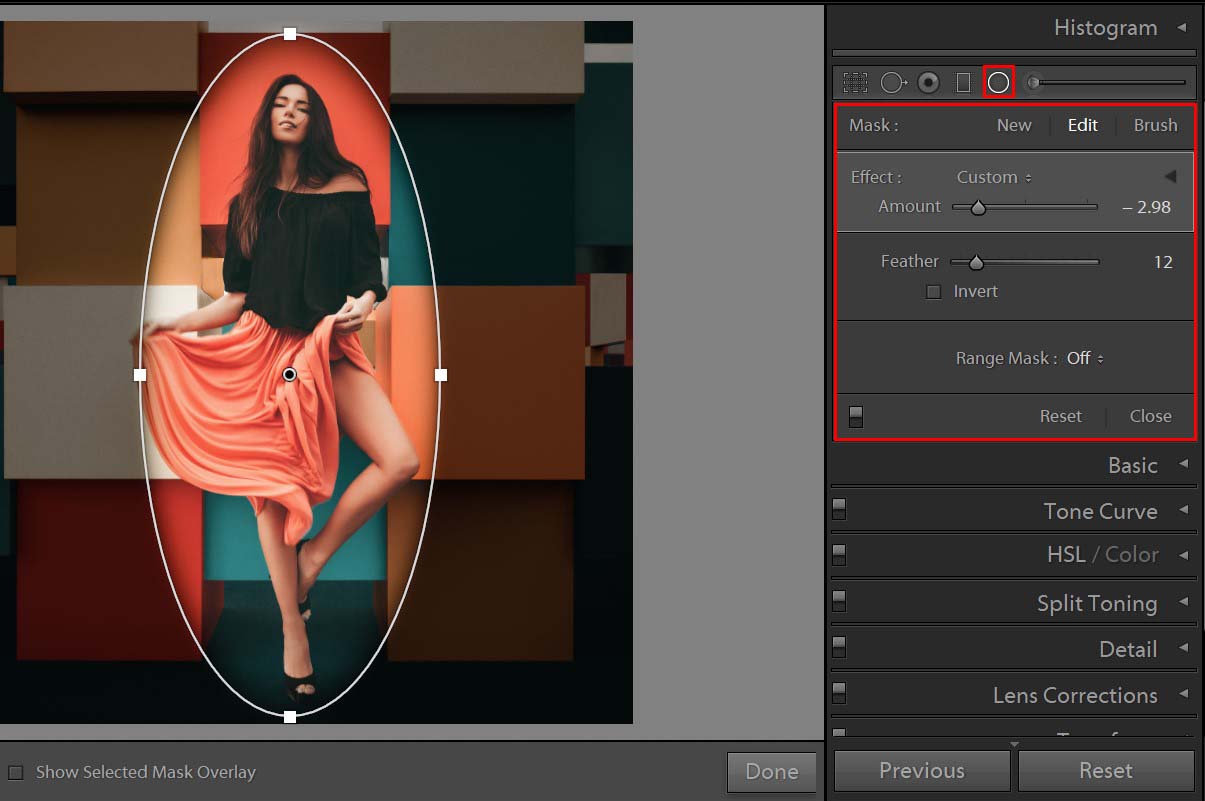 filtro radial clásico de lightroom