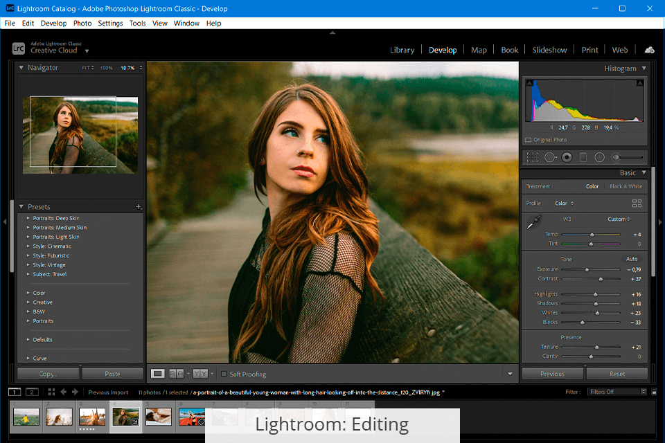 ميزات تحرير lightroom