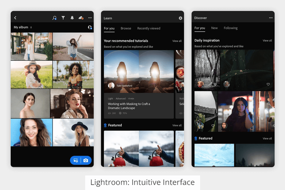 lightroom intuitive interface