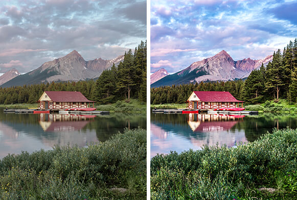 lightroom esiasettaa auringonlaskun