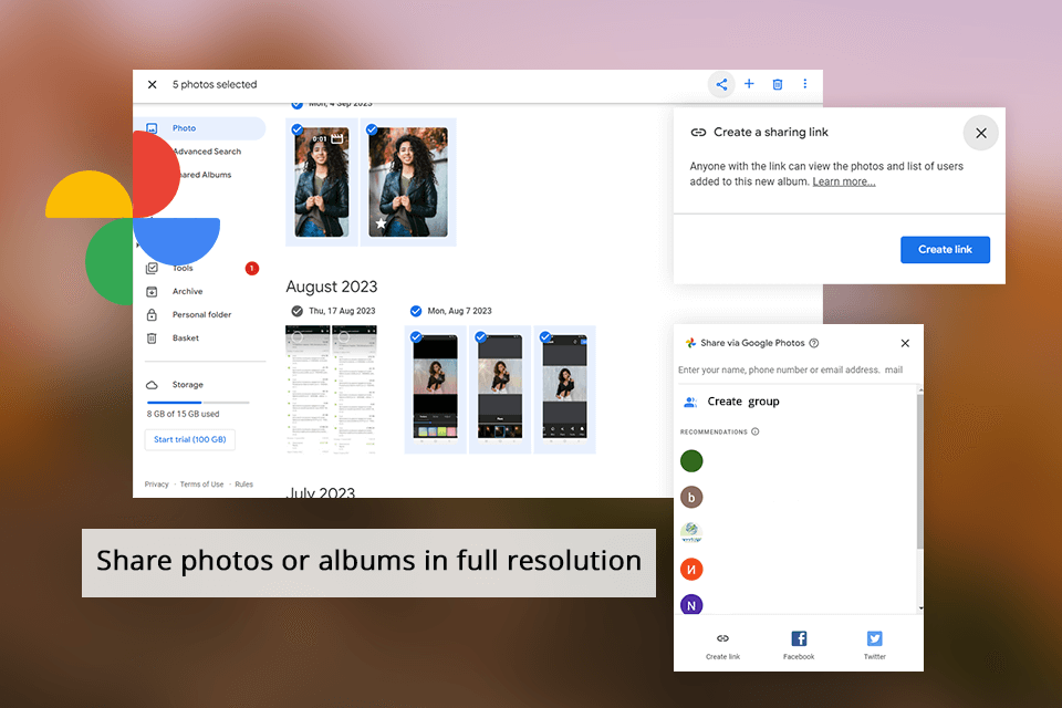 google photos sharing