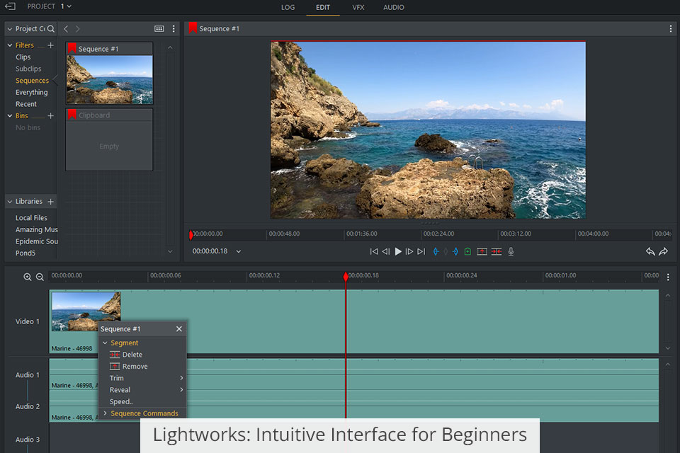 lightworks الواجهة