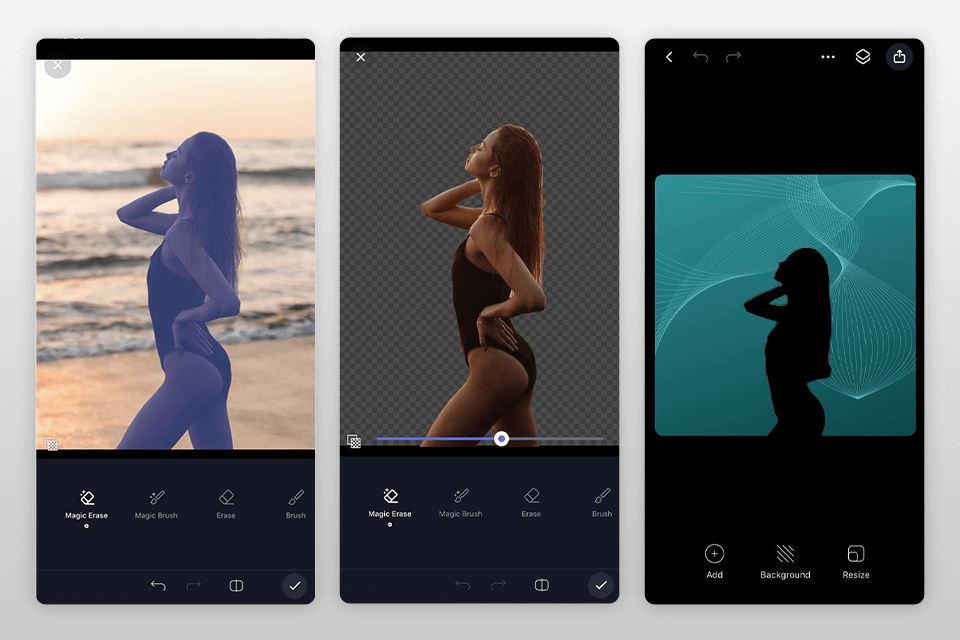 lightx silhouette photo app interface