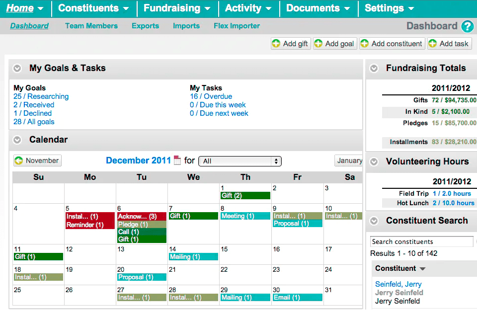 little green light nonprofit software interface