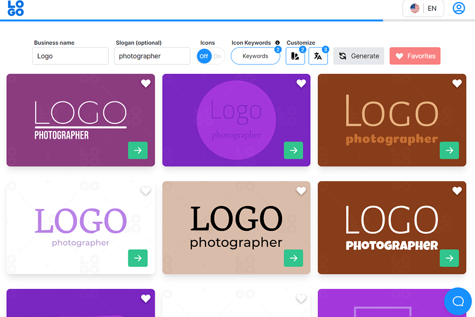 logo.com ai logo generator interface