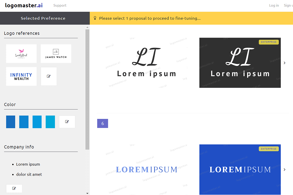 logomaster ai ai logo generator interface