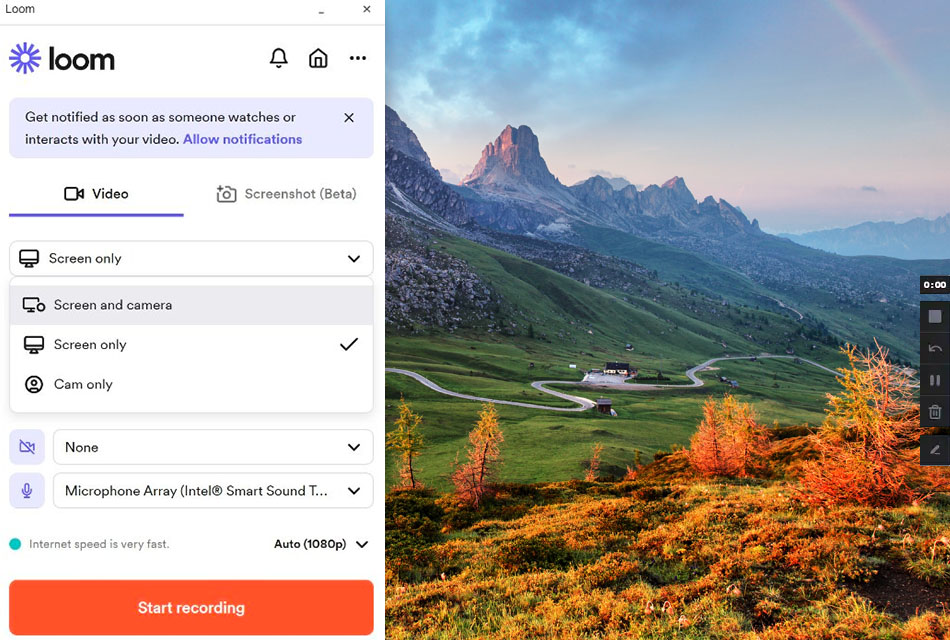 loom screen recorder for chromebook interface
