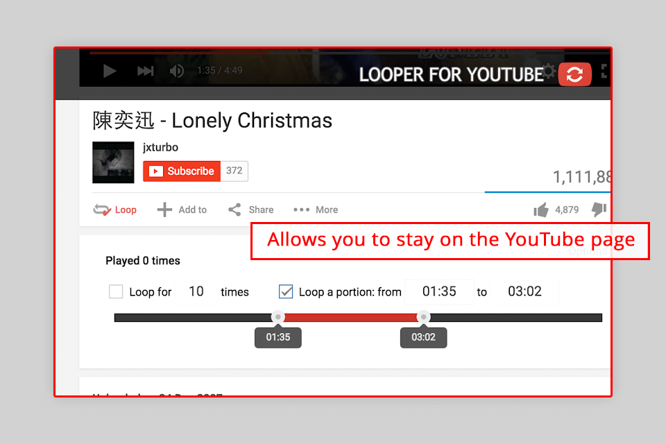 youuteb video looper extension