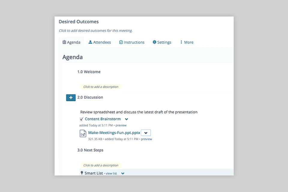 lucid meetings meeting management software interface