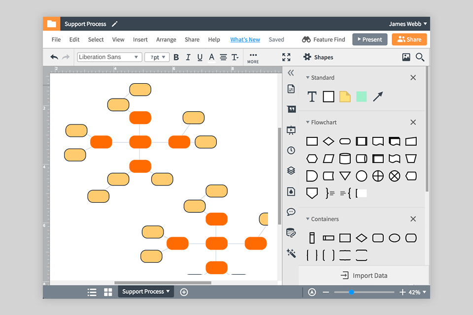 lucidchart  network diagram software interface
