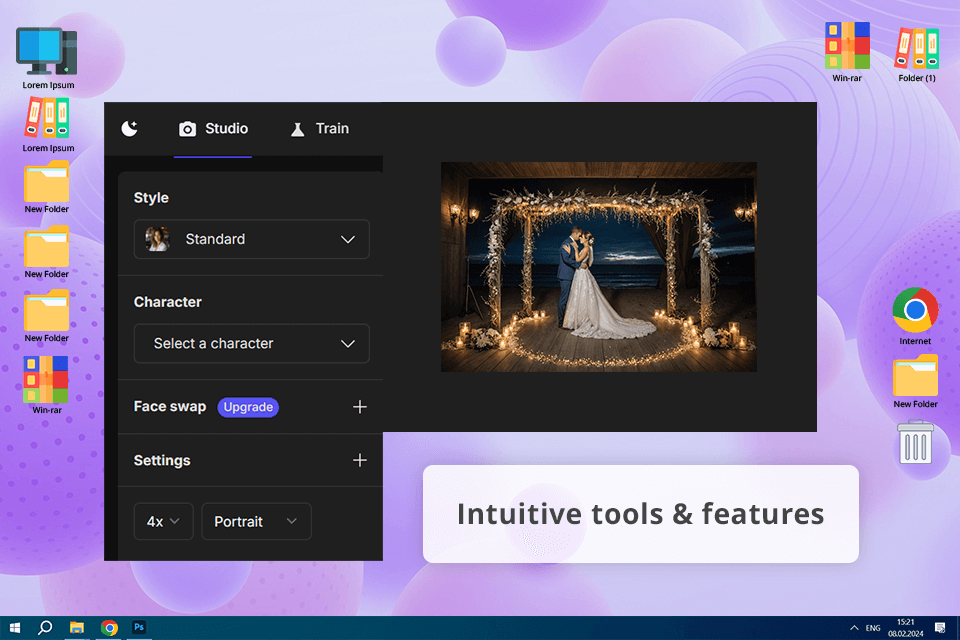 lucidpic ai wedding photo generator interface
