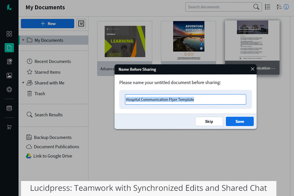 عمل جماعي في lucidpress مع تعديلات متزامنة ودردشة مشتركة