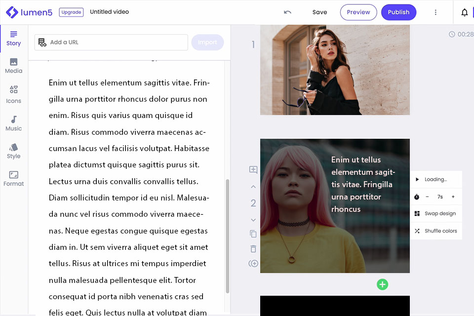 lumen5 ai video editor interface