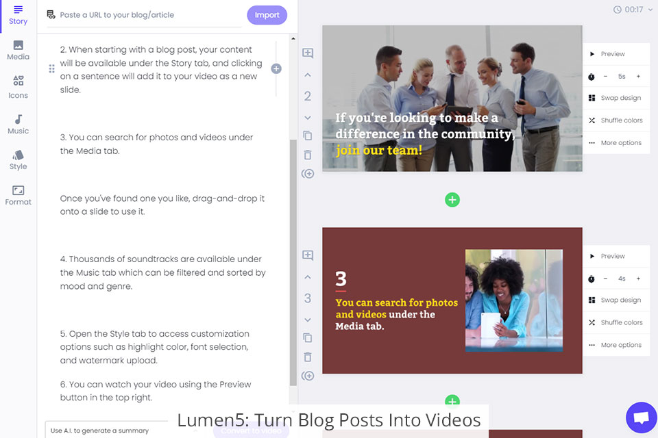 lumen5 تعديل المقطع