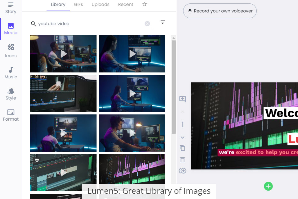 lumen5 مكتبة الصور
