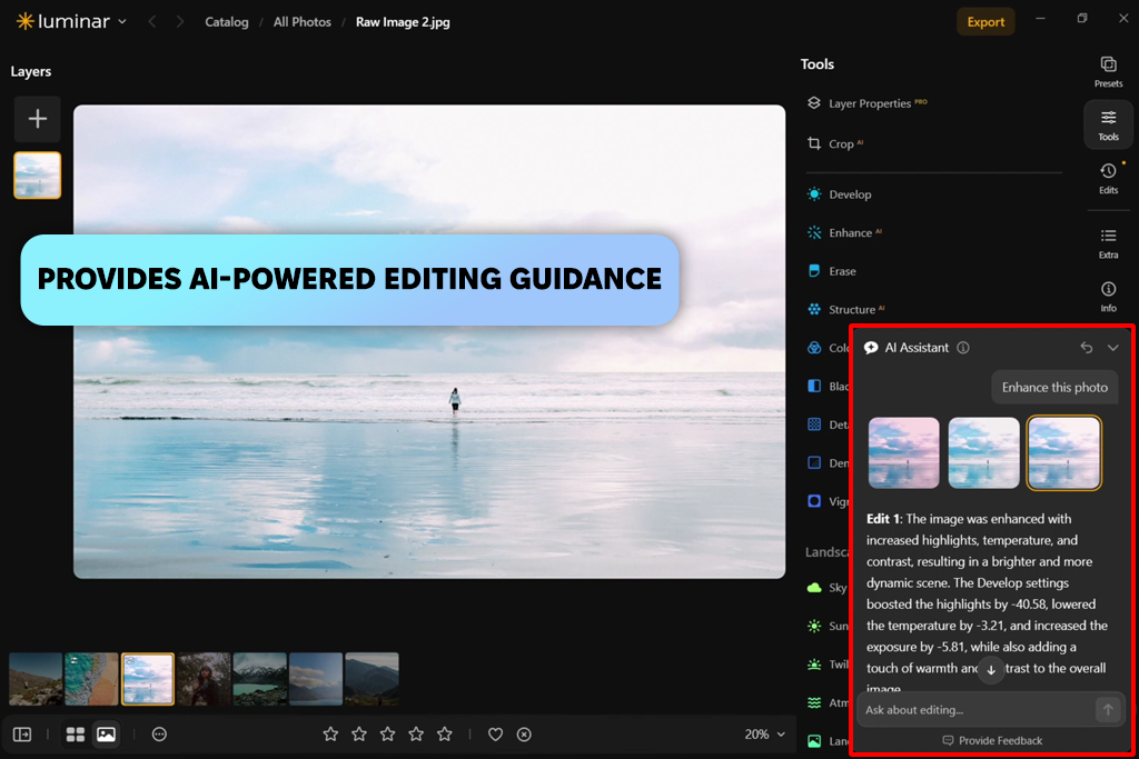luminar ai assistant editing guidance