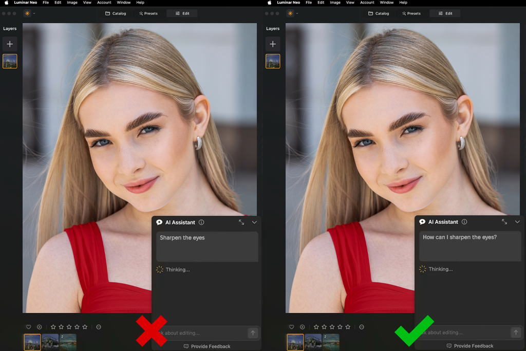 luminar ai assistant image sharpening