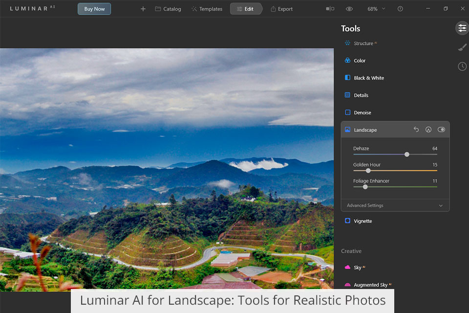 luminar تحسين المناظر الطبيعية بالذكاء الاصطناعي