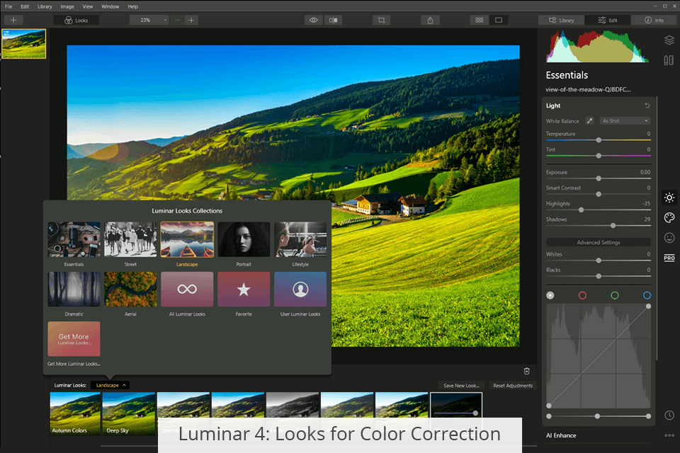 يبحث luminar عن تصحيح الألوان