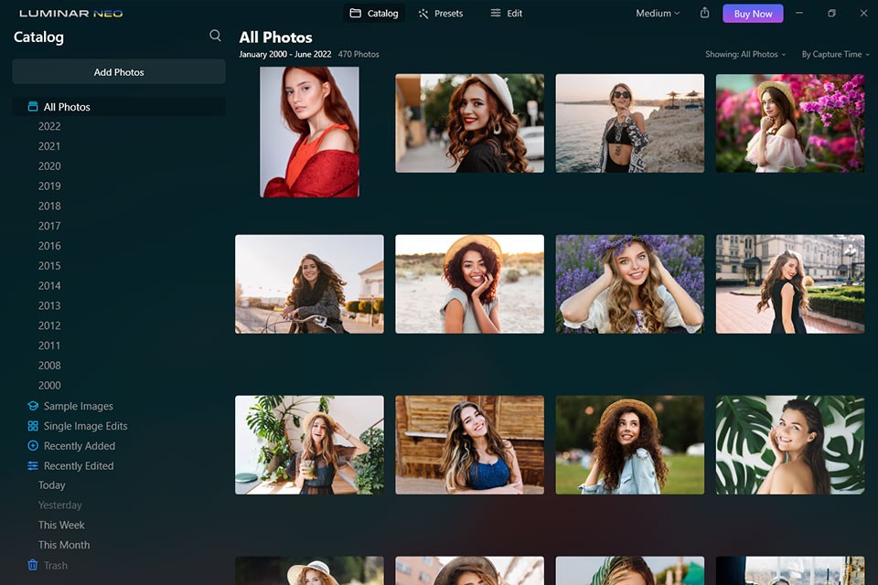 luminar neo feature photo organization