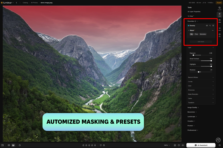 luminar masking and presets