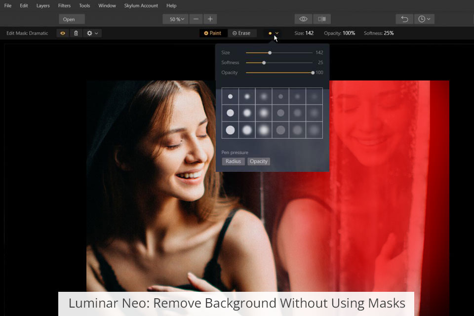 luminar neo remove background without using masks