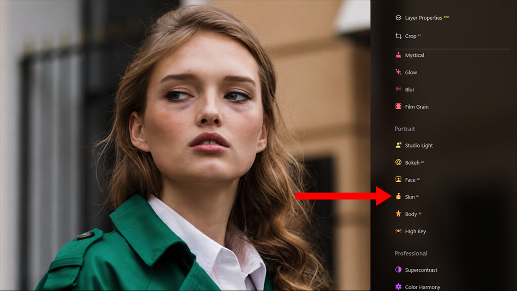 luminar neo tutorial to remove dark circles under eyes amount slider