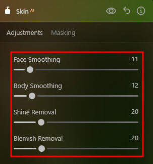 luminar neo tutorial to remove dark circles under eyes shine removal slider